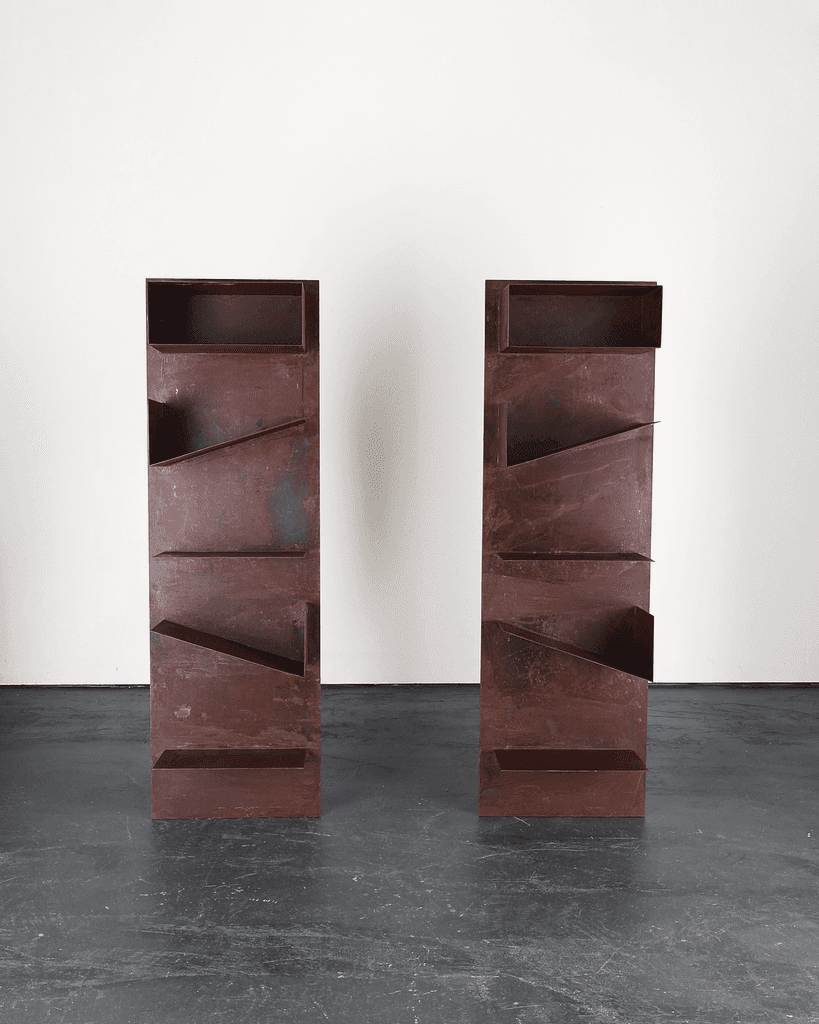 Pair Of Bespoke Artist Made Steel Shelves