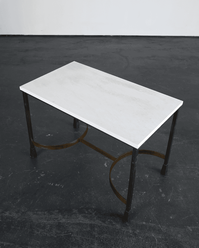 French Modernist Iron & Limestone Coffee Table