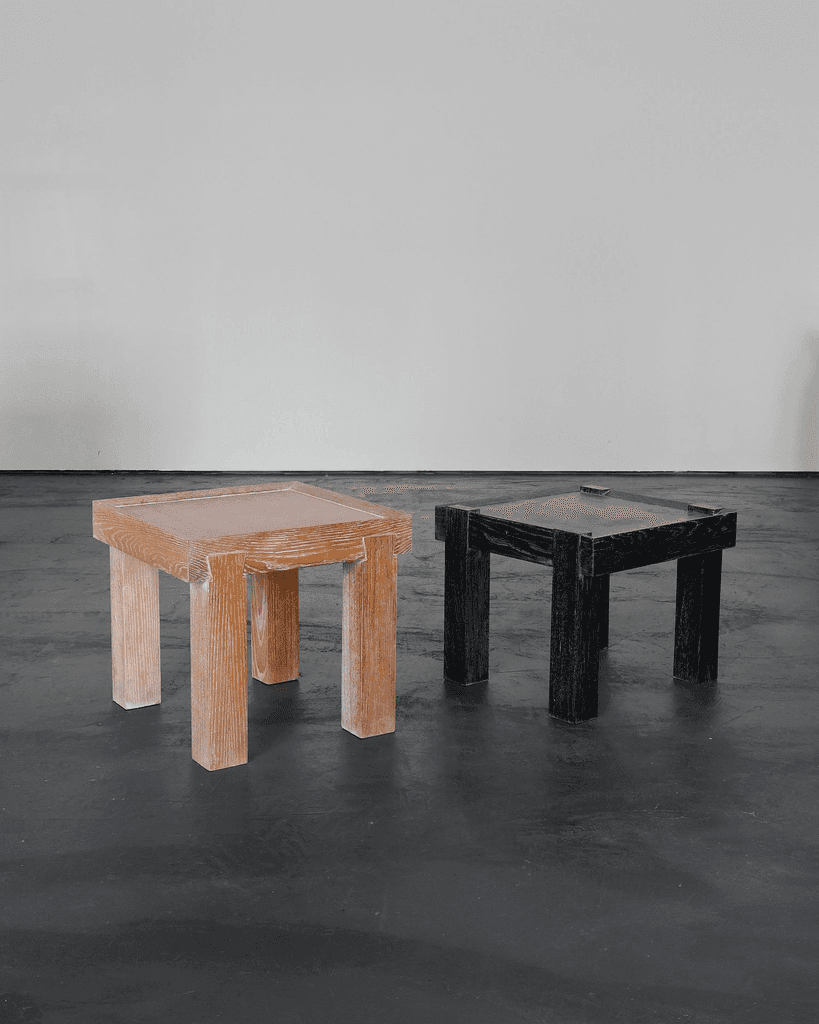 French limed oak modernist side table