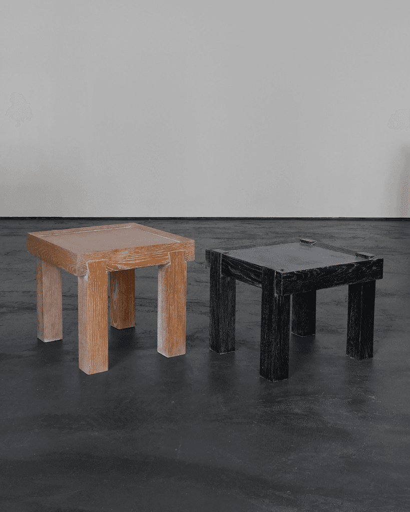 French limed oak modernist side table