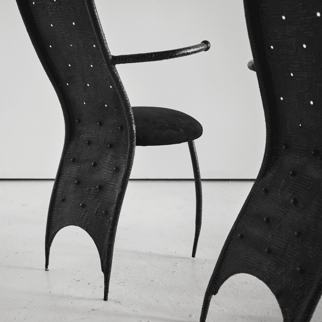 Set of four C.1970s French Brutalist Dining/Throne Chairs