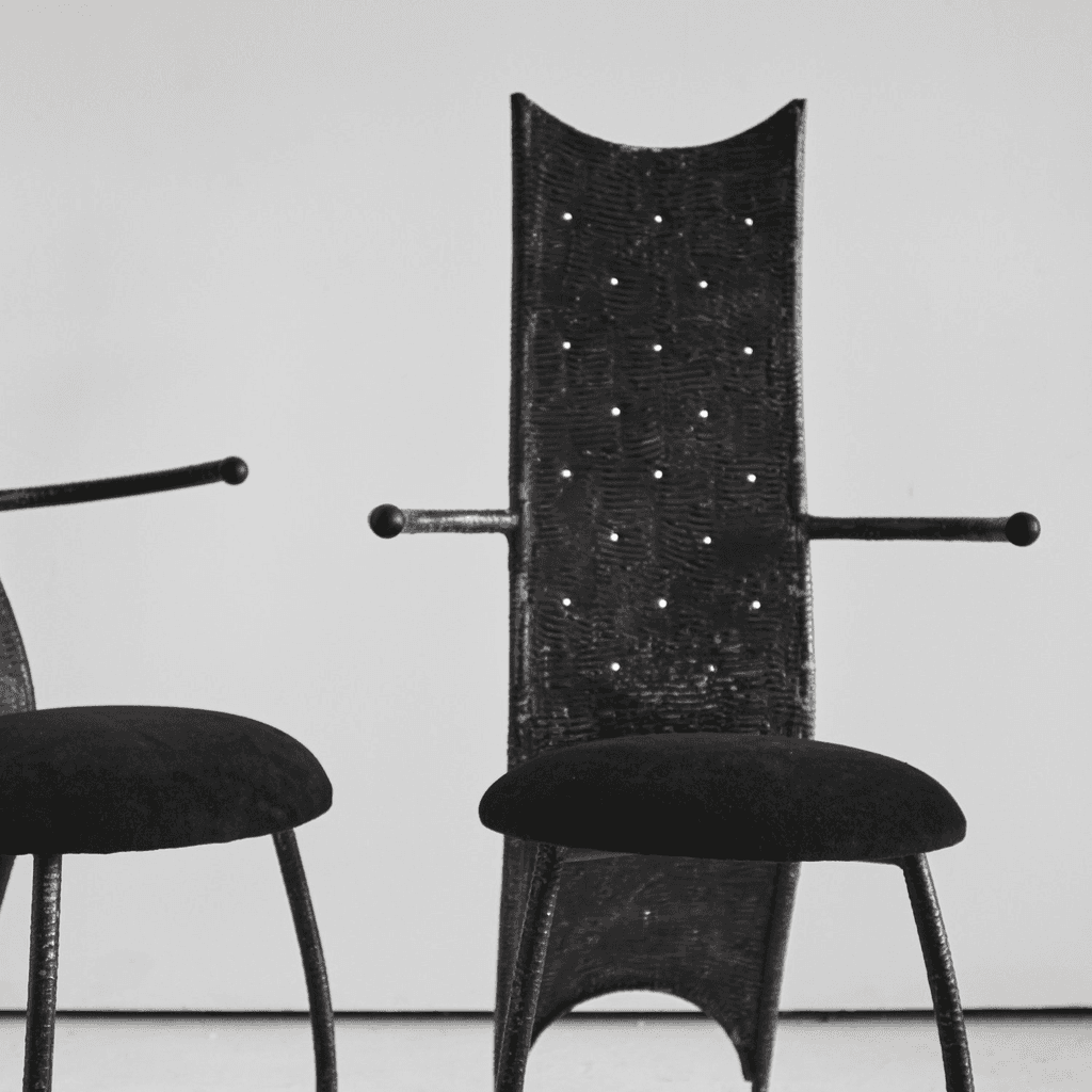 Set of four C.1970s French Brutalist Dining/Throne Chairs