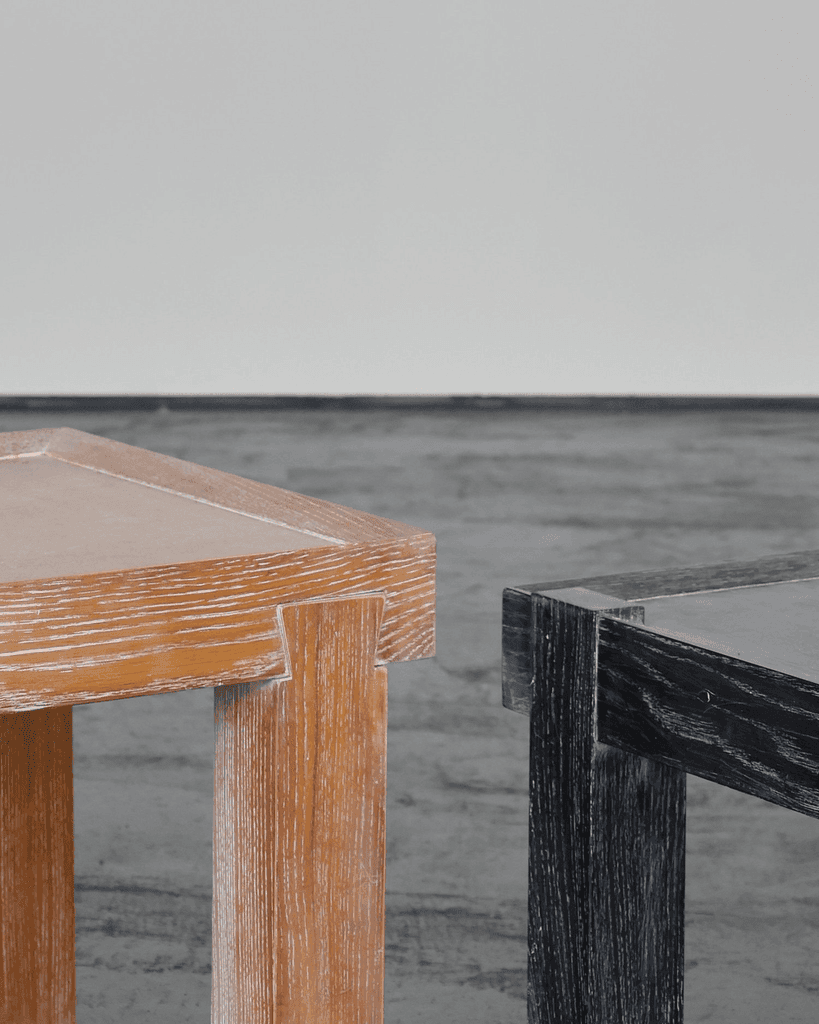 French Limed & Ebonised Oak Modernist Side Table