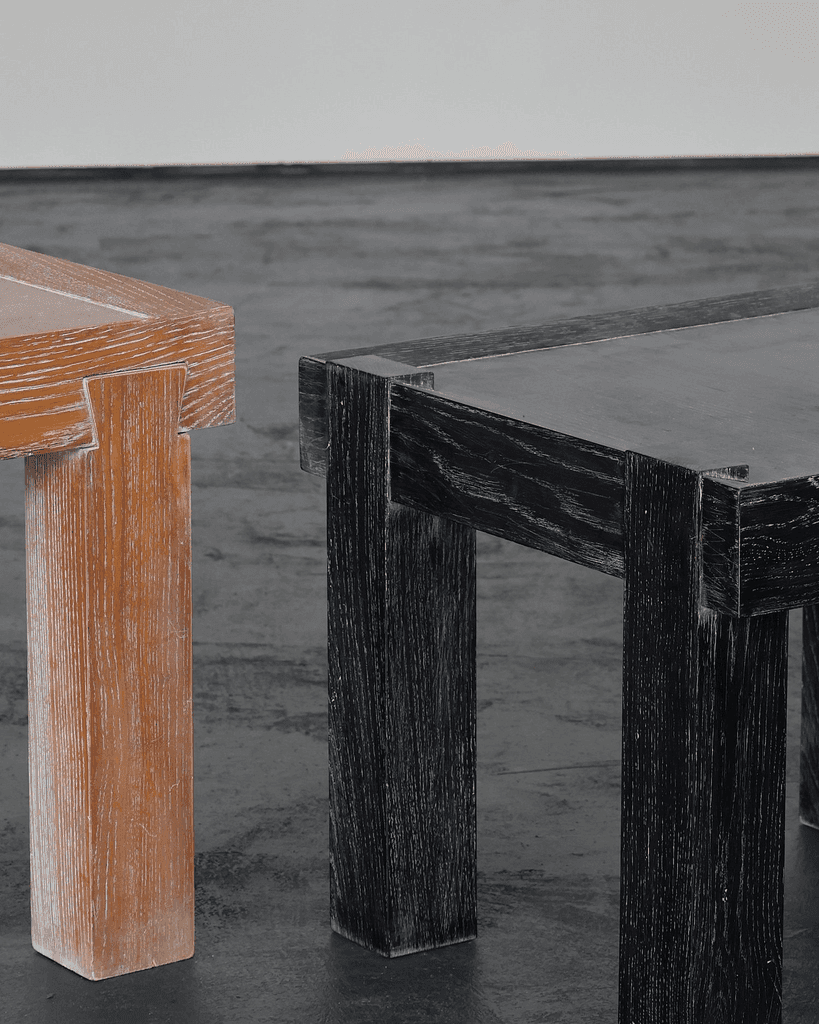 French Limed & Ebonised Oak Modernist Side Table