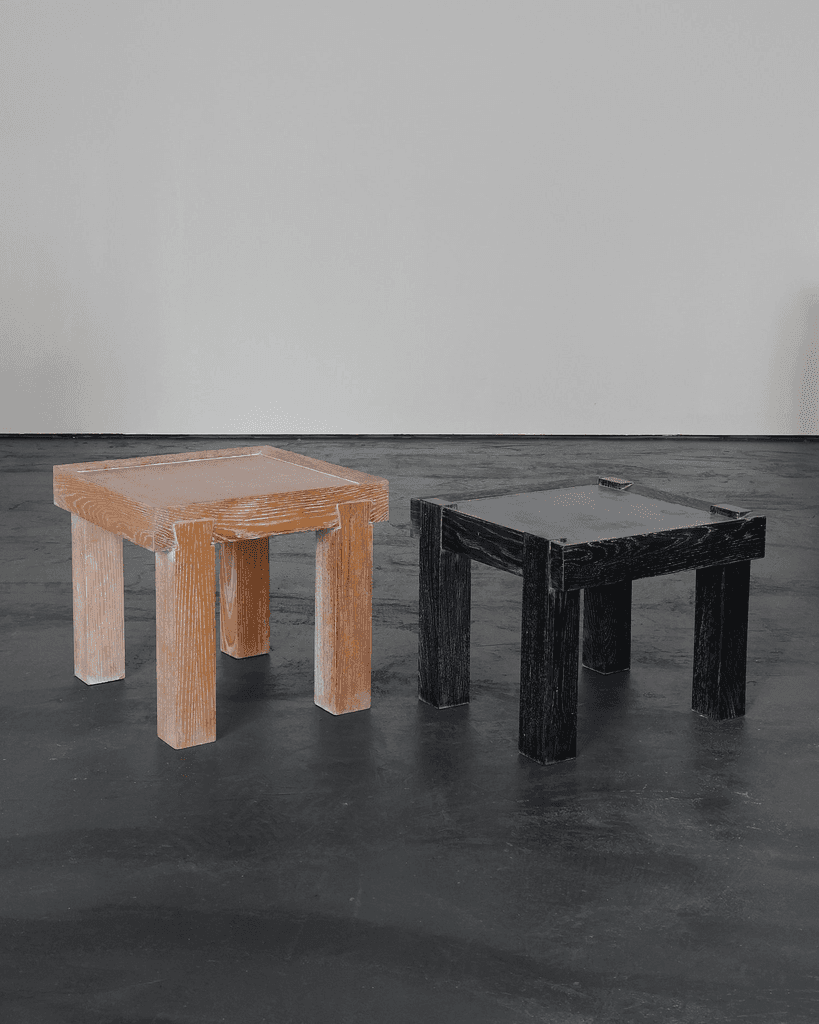 French Limed & Ebonised Oak Modernist Side Table