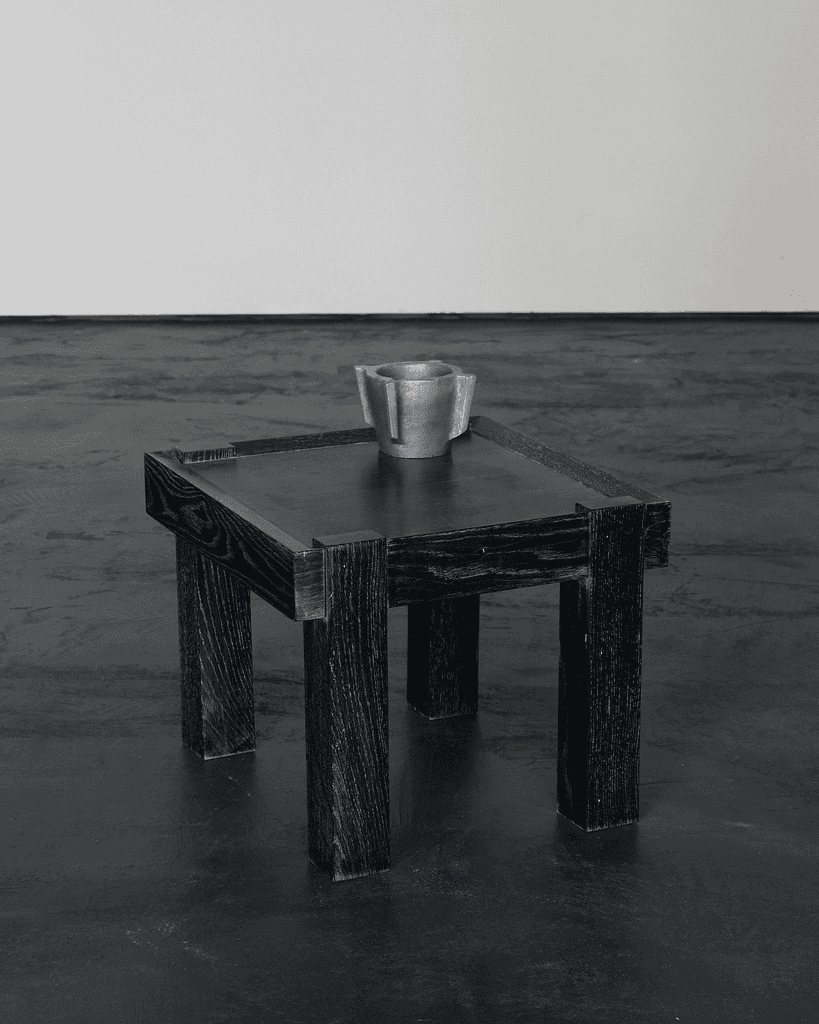 French Limed & Ebonised Oak Modernist Side Table