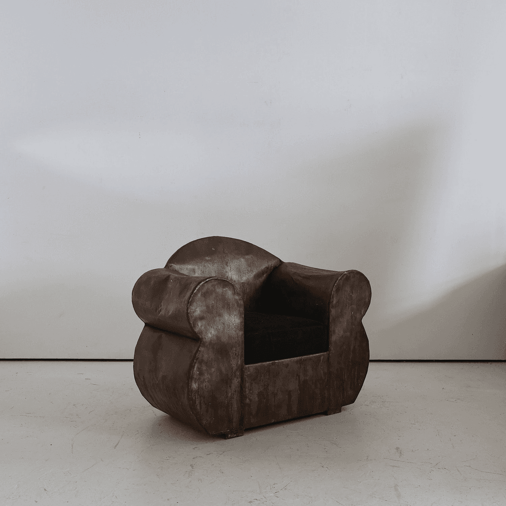 Sculptural 1970s Oversized Metal Club Chair