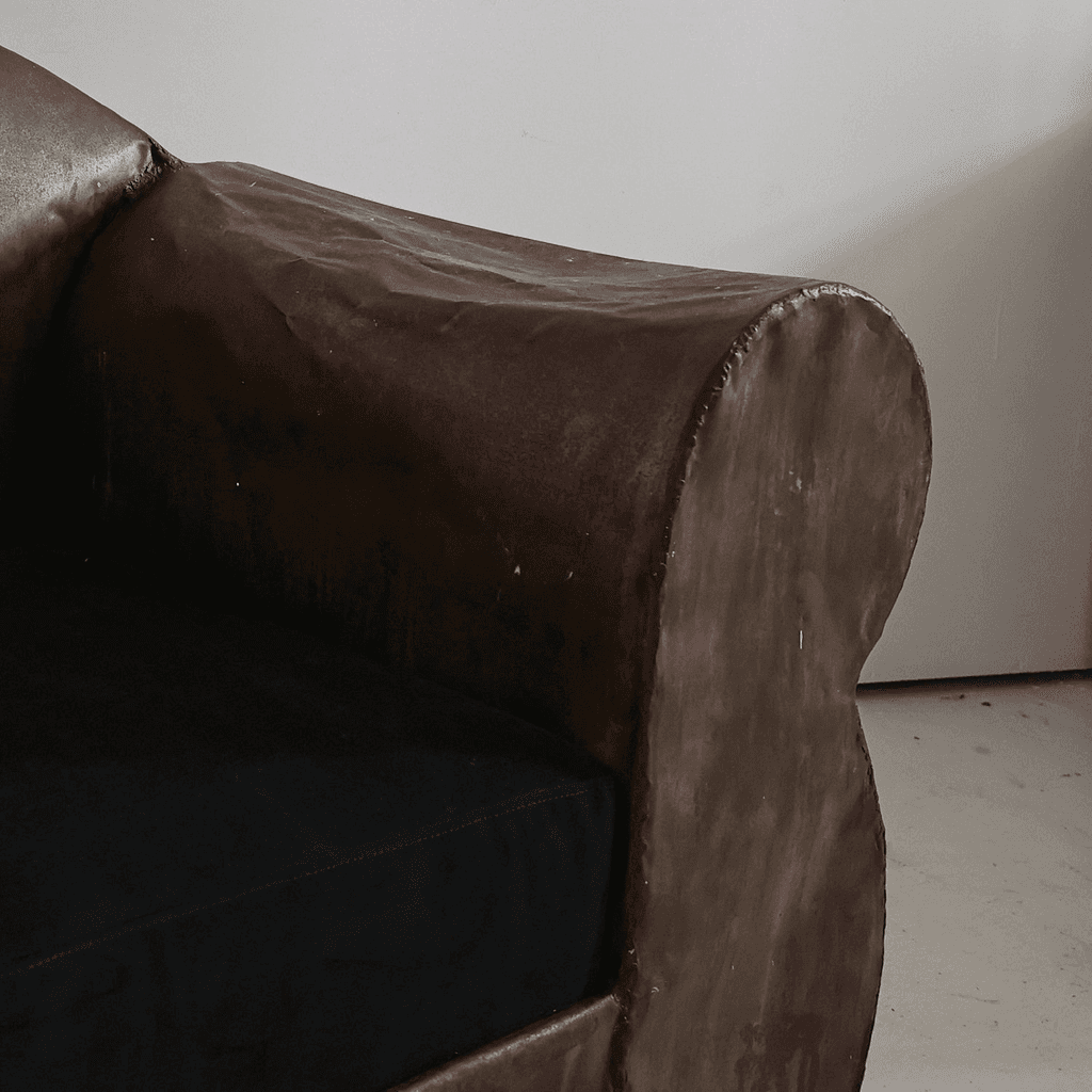 Sculptural 1970s Oversized Metal Club Chair