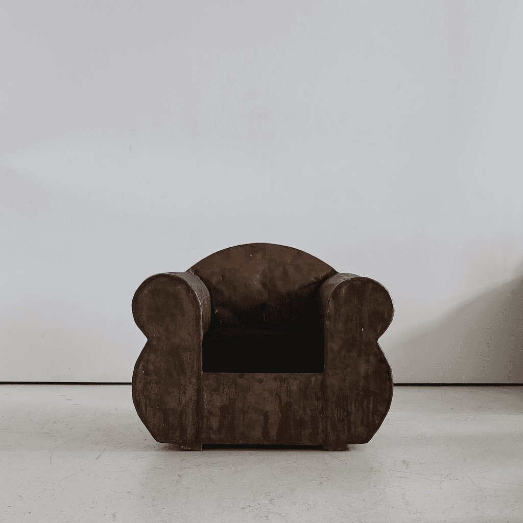 Sculptural 1970s Oversized Metal Club Chair