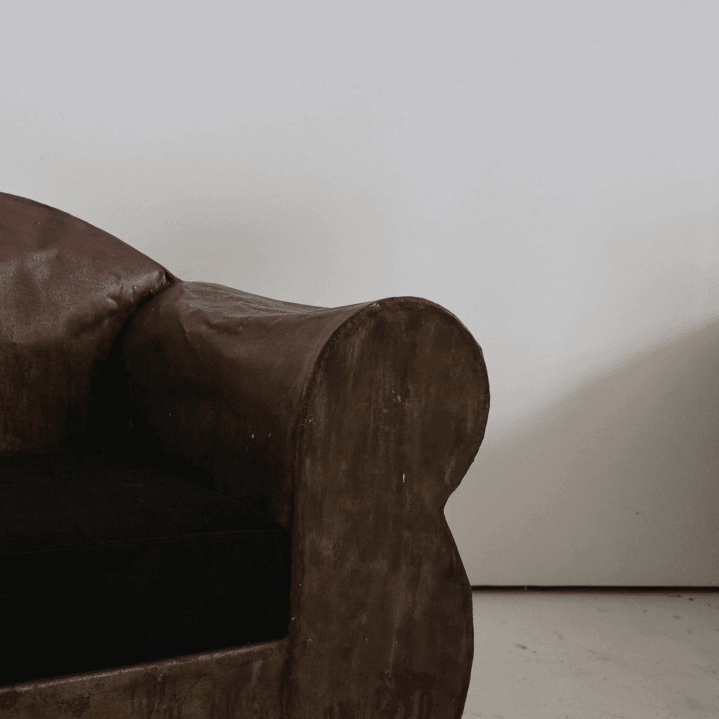 Sculptural 1970s Oversized Metal Club Chair