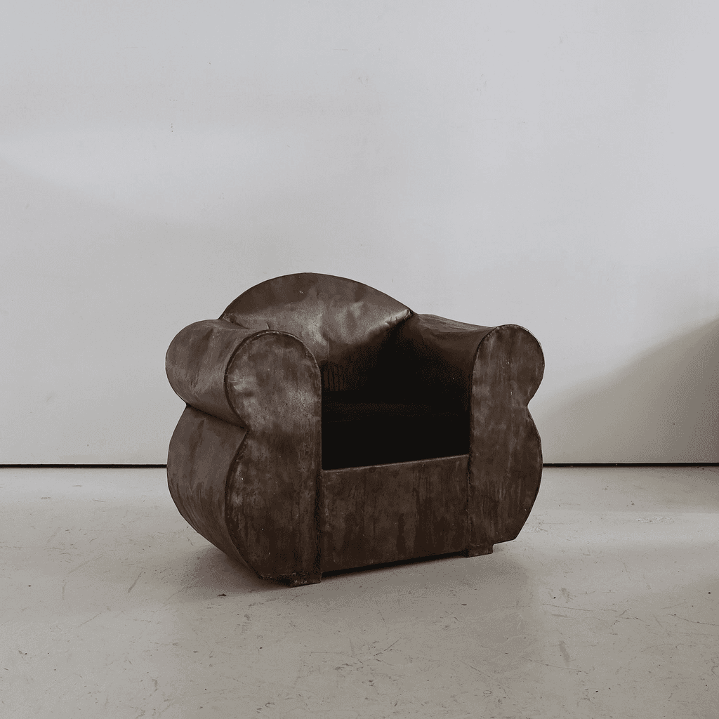 Sculptural 1970s Oversized Metal Club Chair