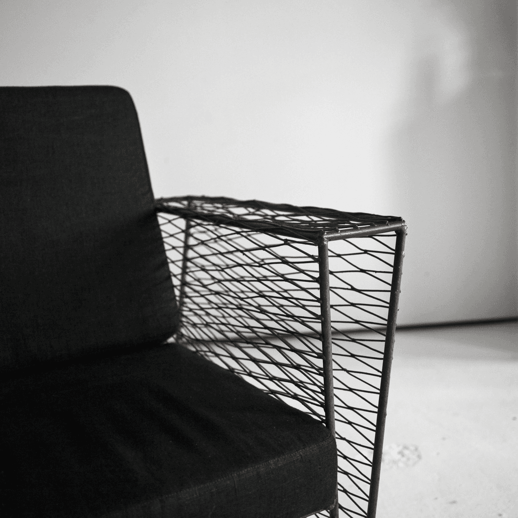 Pair Of French Modernist Metal Upholstered Armchairs