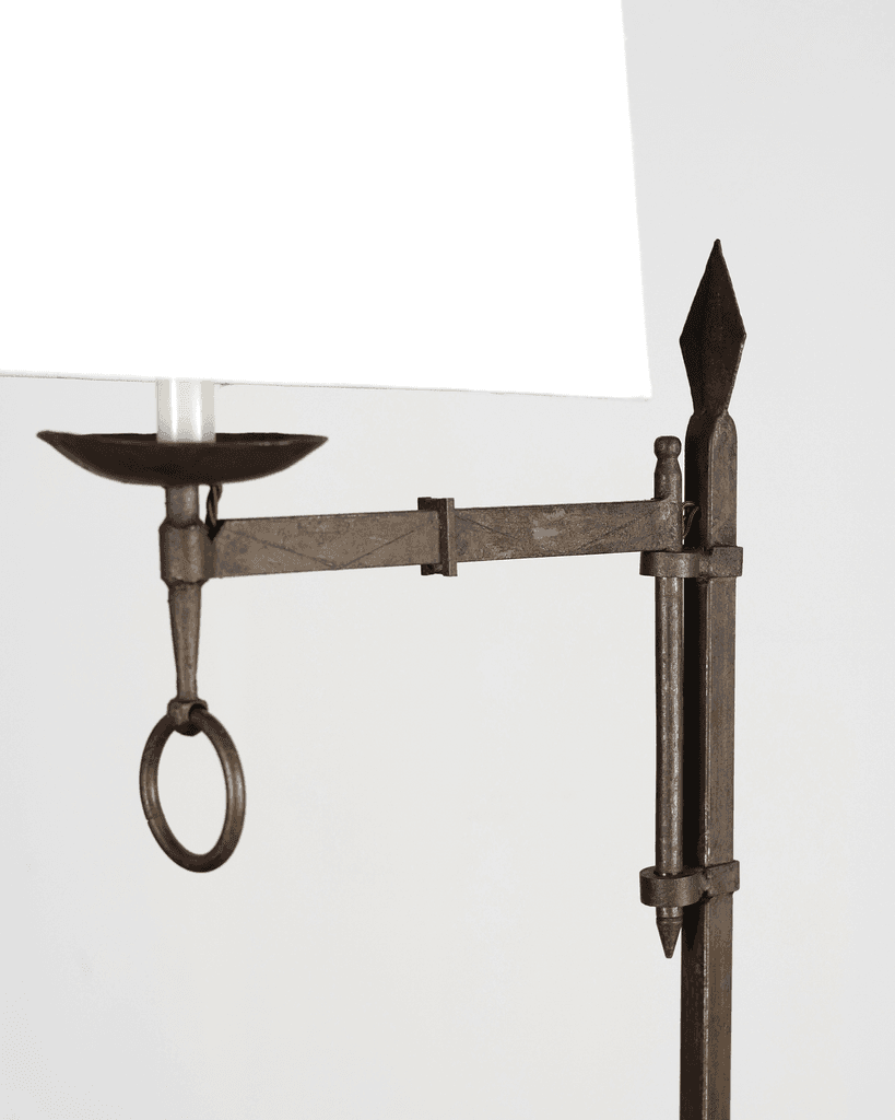 Pair Of C.1960s Spanish Forged Iron Swing Arm Floor Lamps