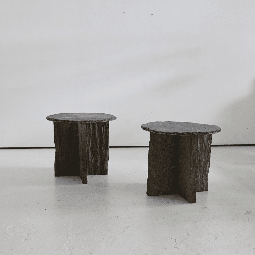 A Pair Of Riven Slate Low Side Tables