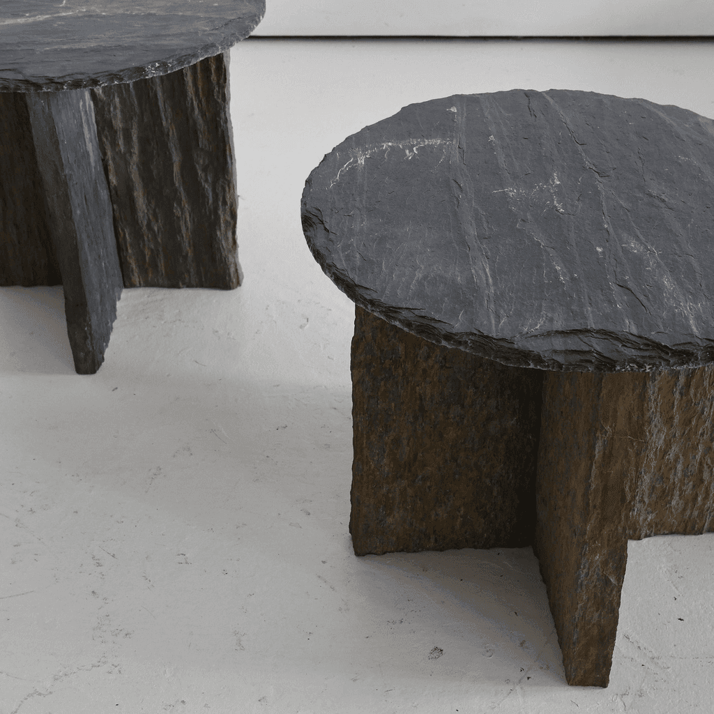 A Pair Of Riven Slate Low Side Tables