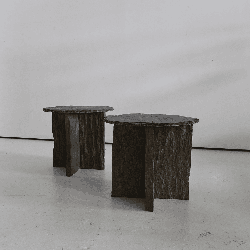 A Pair Of Riven Slate Low Side Tables