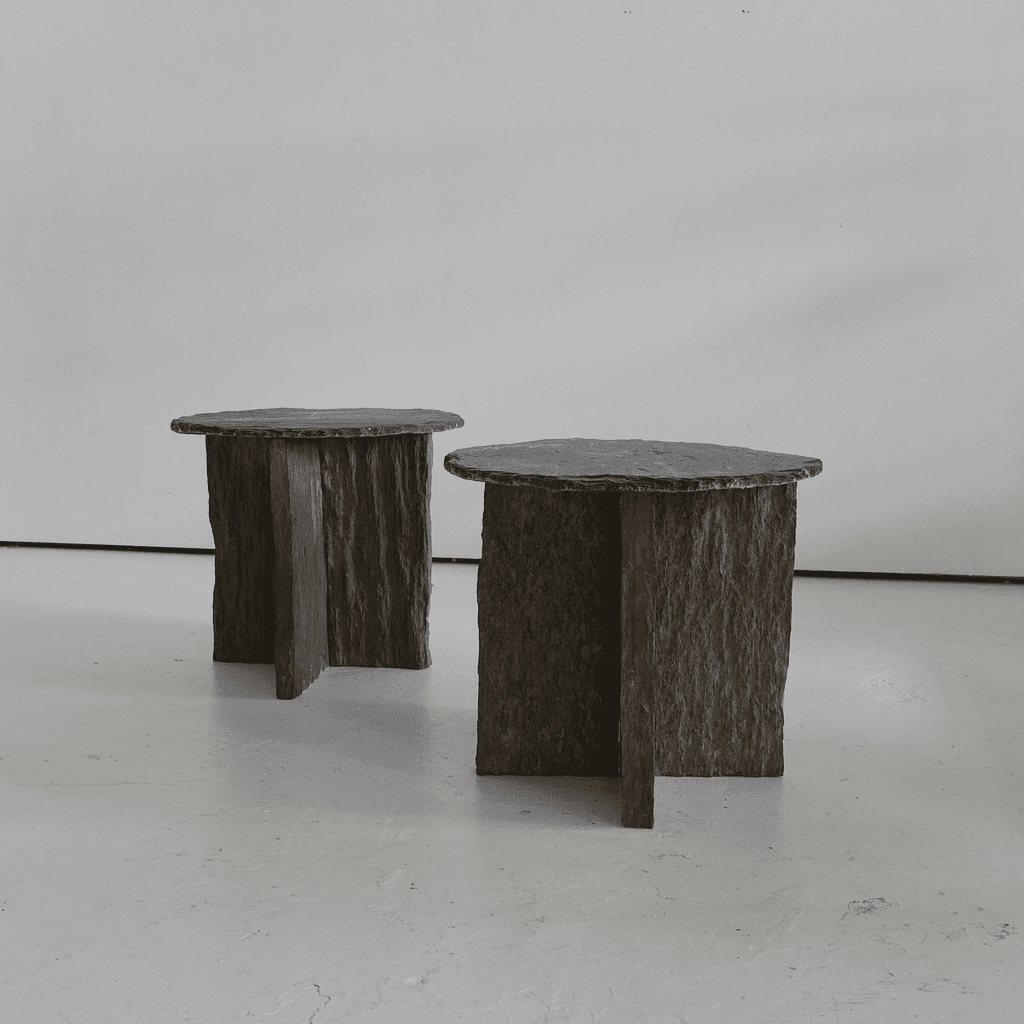 A Pair Of Riven Slate Low Side Tables