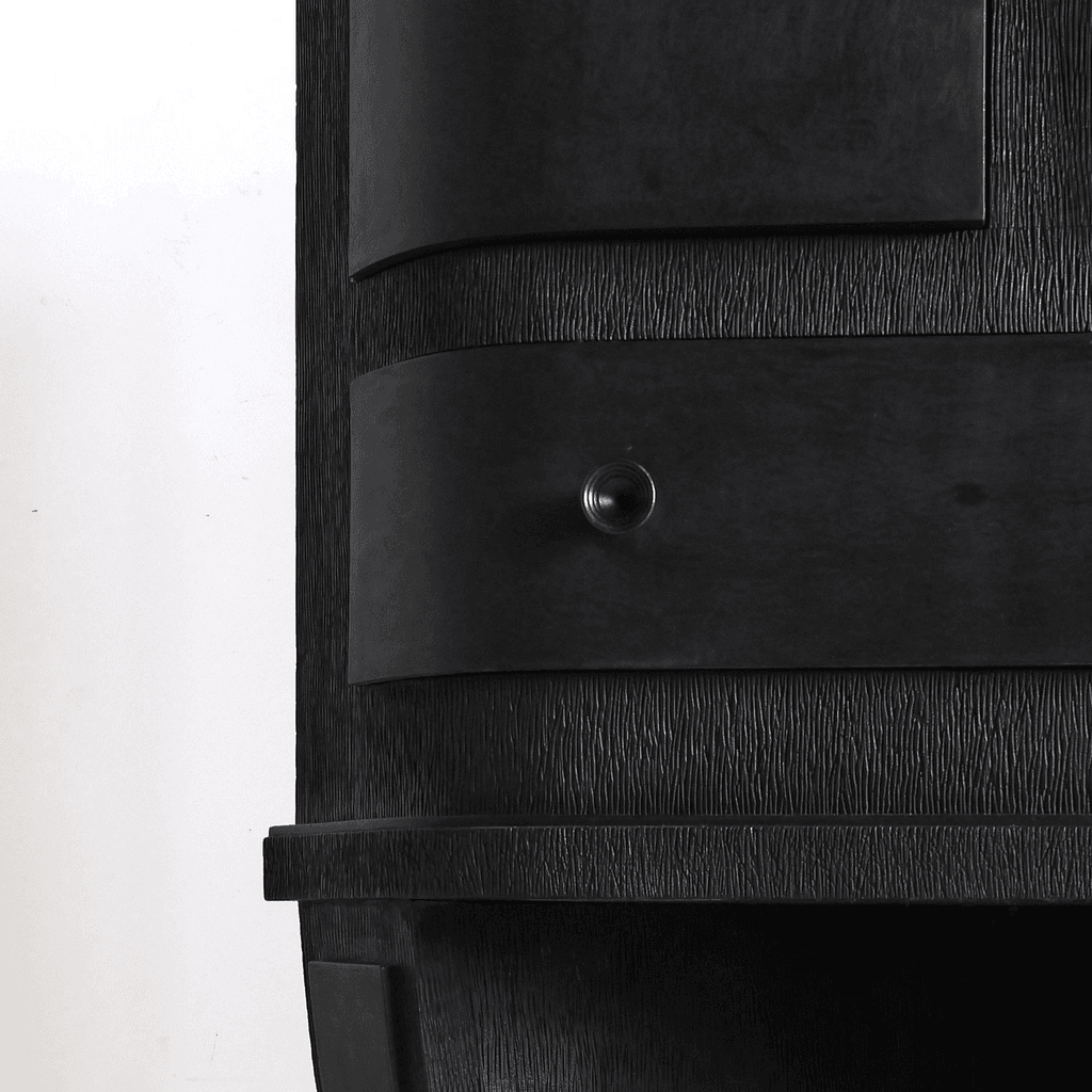 Unusual Ebonised Italian Gouged Deco/Modernist Corner Cupboard/Bar
